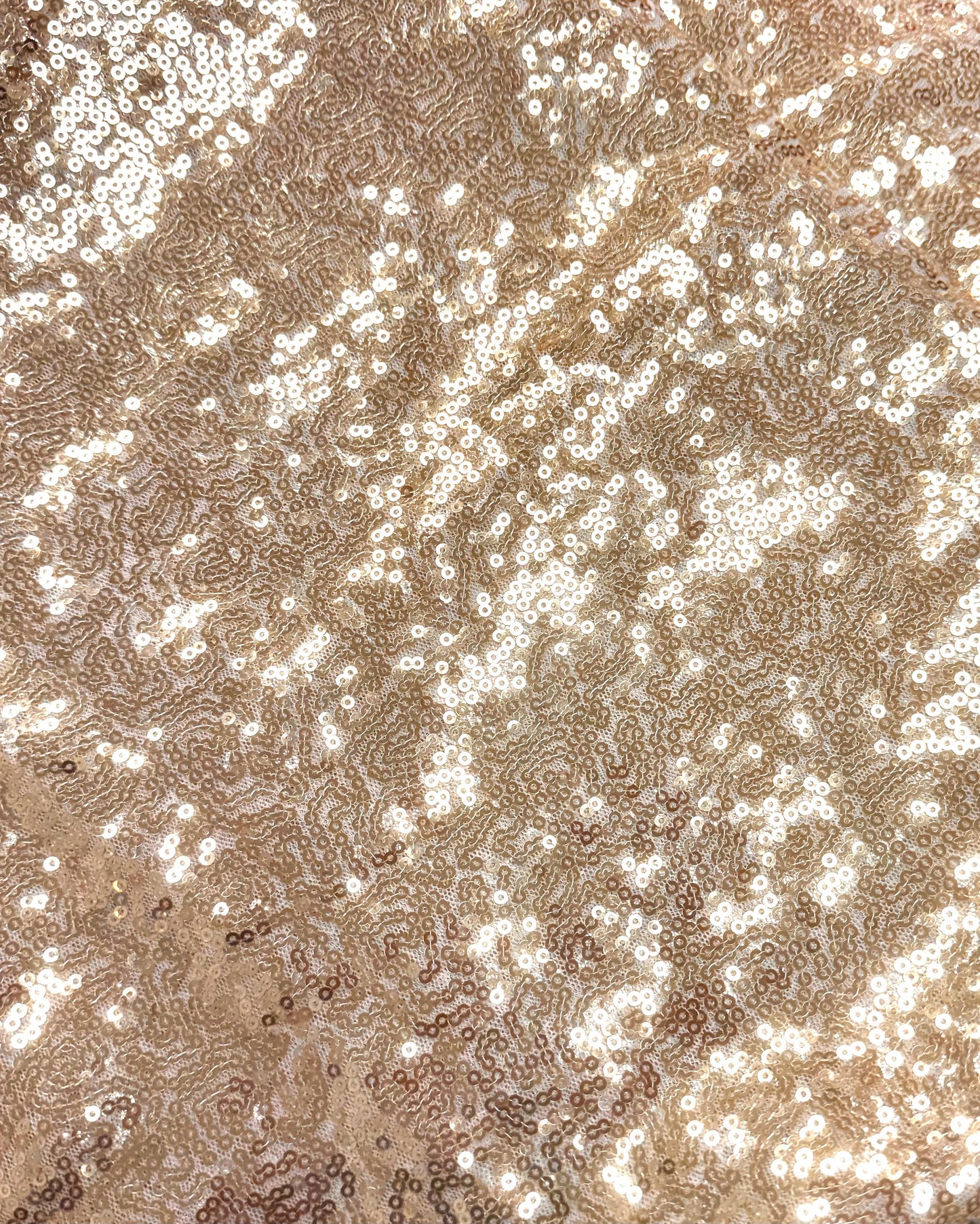 Sequin, Size 5'(W) X 20'(L). Available colors: Gold and Rose Gold