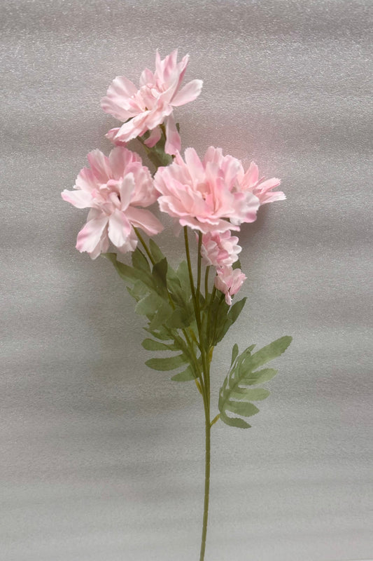 Soft Blush Carnation Spray – 3‑Bloom Artificial Stem
