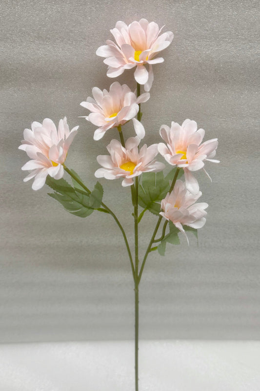 Pink Daisy Artificial Flower Stem – 6‑Head Silk Blossom Spray