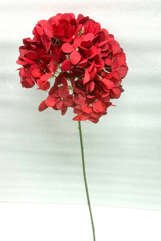 Red Artificial Hydrangea Stem - Single Head