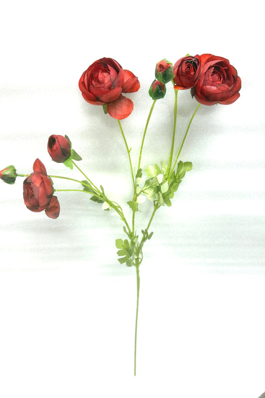 Red Artificial Ranunculus Stem – Multi‑Bloom Spray