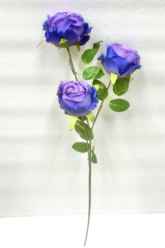 Purple Artificial English Rose Stem – 3 Heads