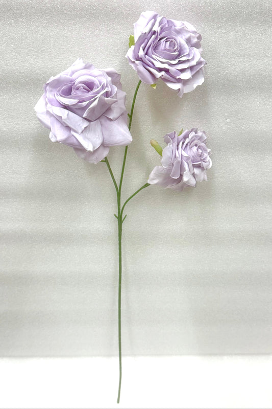 Light Purple Artificial Rose Stem – 3 Heads