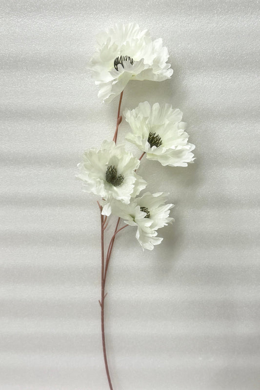 White Artificial Zinnia Stems - 4 Heads