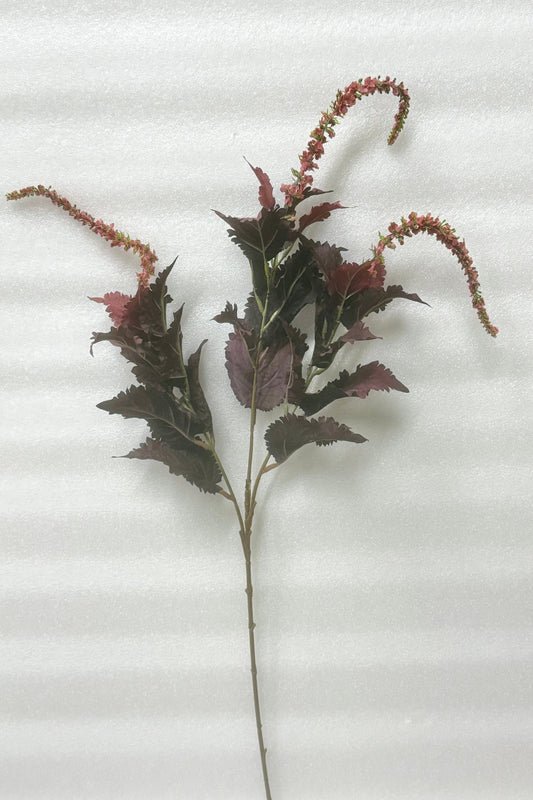 Burgundy Artificial Astilbe Spray with Foliage