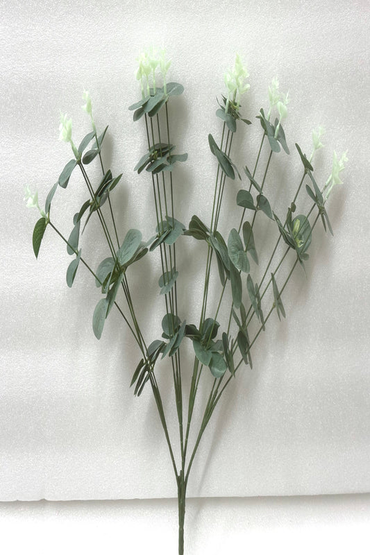 Artificial Eucalyptus Stems with White Flower