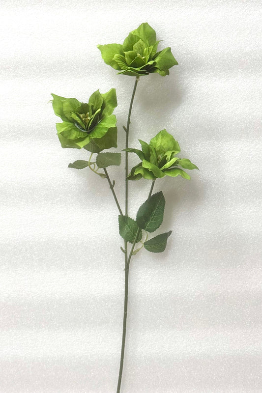 Green Artificial Rose Stem – Triple Bloom