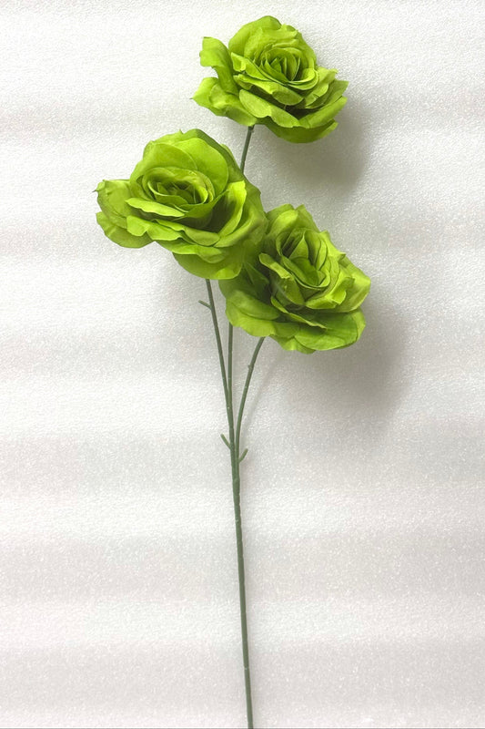 Green Artificial Rose Stem – 3 Heads