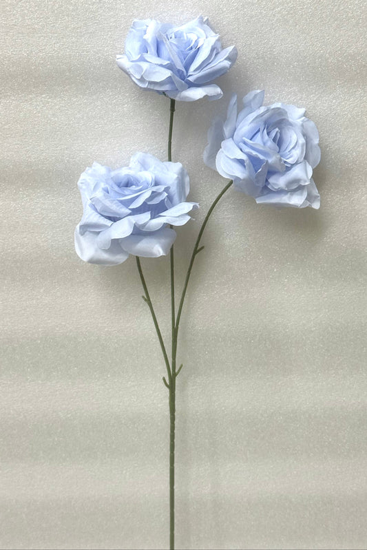 Baby Blue Artificial Rose Stem – 3 Heads