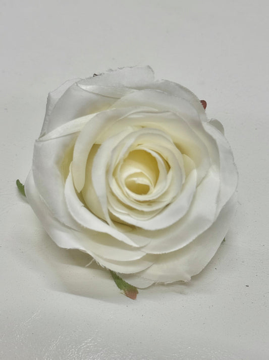 Artificial White Silk Rose Flower Heads