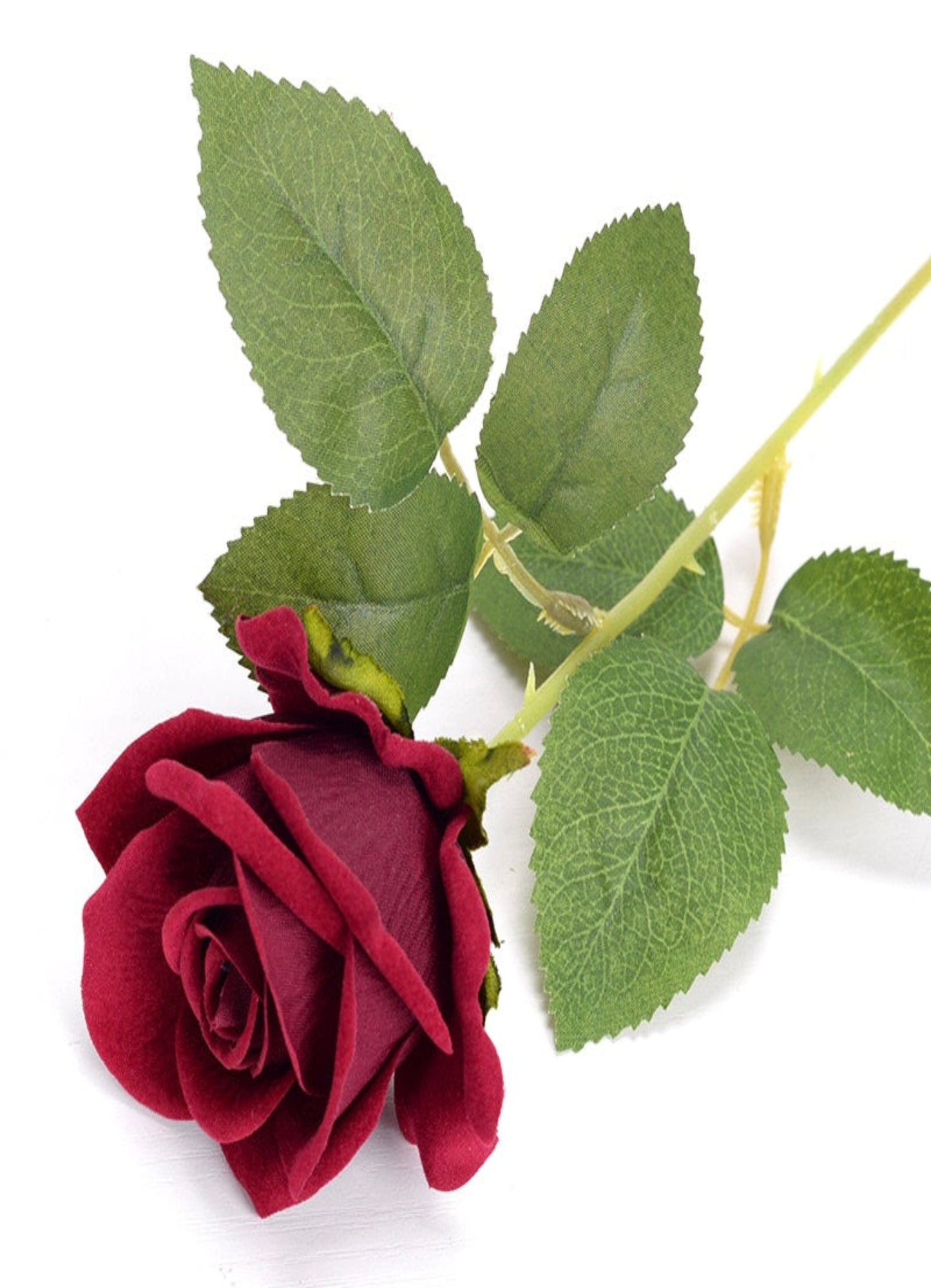 Artificial Burgundy Silk Rose Stem – Long Stem for Event Arrangements